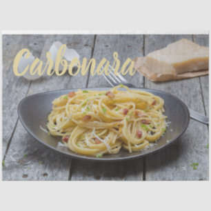 Papel De Seda Massas de espaguete Carbonara com Bacon e Parmesã