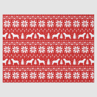 Papel De Seda Mastiff Silhouettes Padrão de Natal Vermelho