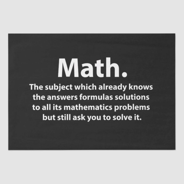 Papel De Seda Math Typografia Engraçada Math (Frente )