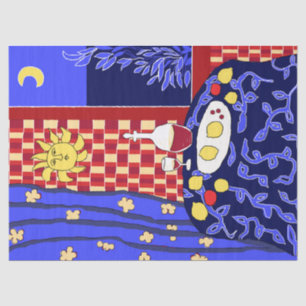 Papel De Seda Matisse Inspirou Azul Noite Estática Vinho