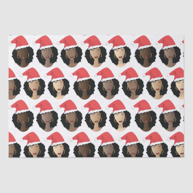 Papel De Seda Matizes de Melanin Black Women Christmas Hats (Frente )