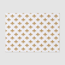 Matte Dourado Fleur-de-lis em Branco