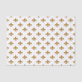 Papel De Seda Matte Dourado Fleur-de-lis em Branco