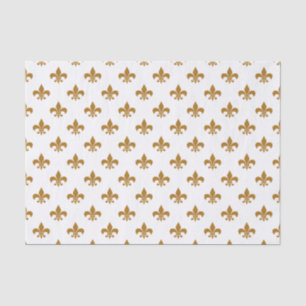 Papel De Seda Matte Dourado Fleur-de-lis em Branco