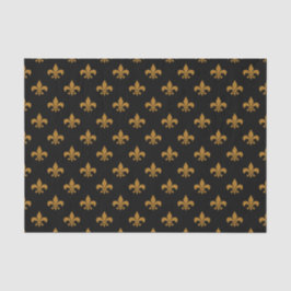 Papel De Seda Matte Dourado Fleur-de-lis em preto