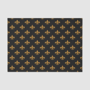 Papel De Seda Matte Dourado Fleur-de-lis em preto