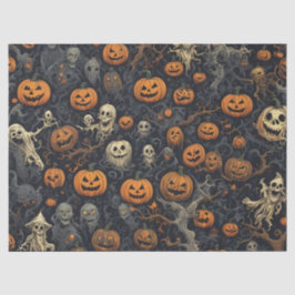 Papel De Seda Matte Spooky Pumpkins Ghosts