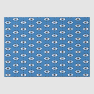 Papel De Seda Mau de Olho Grego Padrão Azul Preto Branco