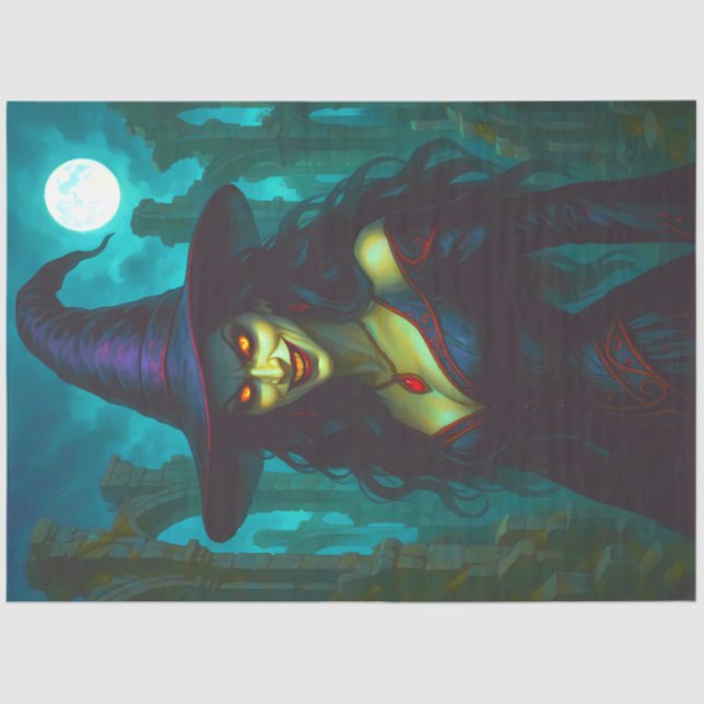 Papel De Seda Mau Gothic Witch Brilhante - Halloween Assombrado (Frente )