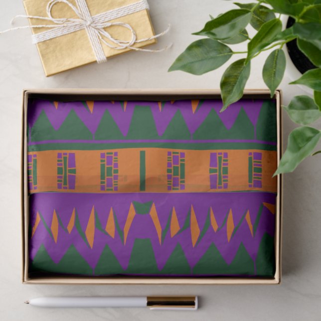Papel De Seda Mazipoodles Afrofuturist Pattern - Purple Green  (Presente)