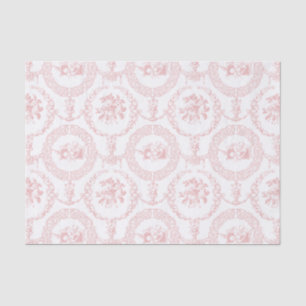 Papel De Seda Medalhões Florais e Swags, gravados a rosa, elega