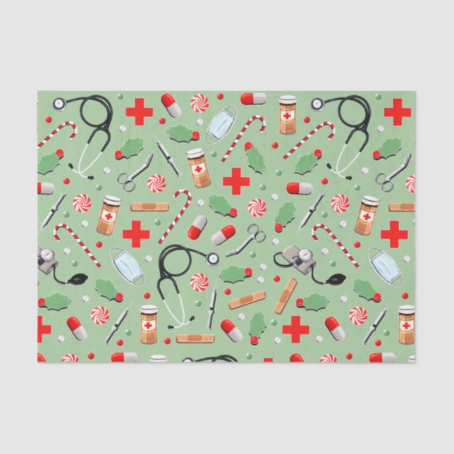 Papel De Seda Médico ou enfermeiro Feriado de Natal P (Frente )