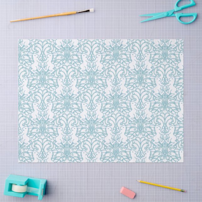 Papel De Seda Medieval Rabbit Art Nouveau Botanical pattern (Arte )