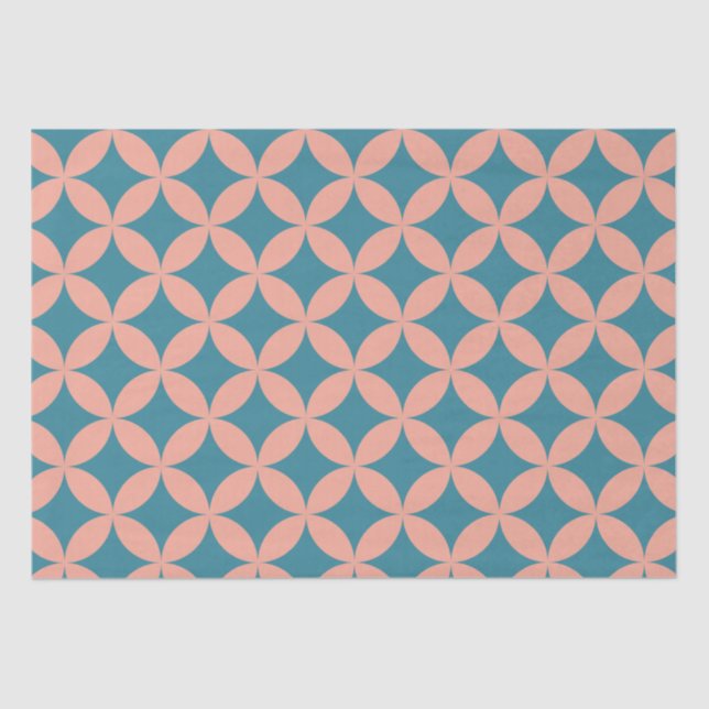 Papel De Seda Médio Século Mod Geométrico Retro Moderno Peach Az (Frente )