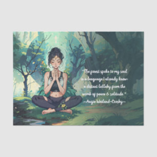Papel De Seda Meditação de Yoga em Floresta Natural Citações Mes