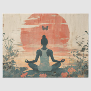 Papel De Seda Meditação do Prado do Pôr do Sol com Borboletas (5