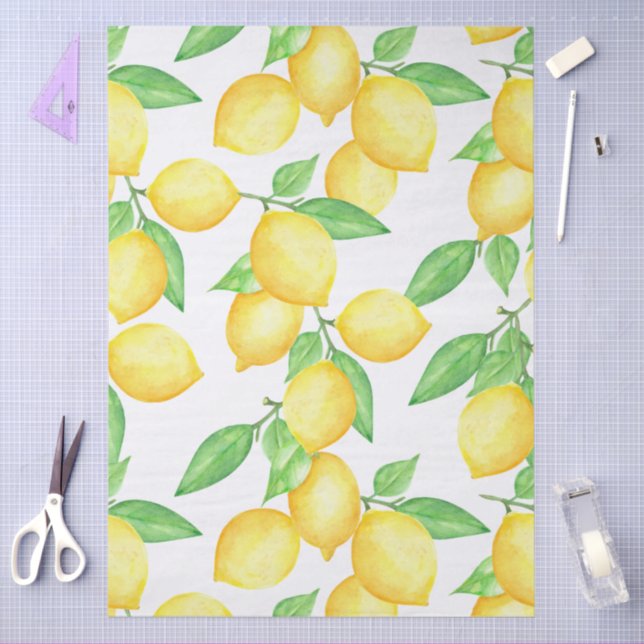 Papel De Seda Mediterrenean Citrus Lemon pattern (Arte )