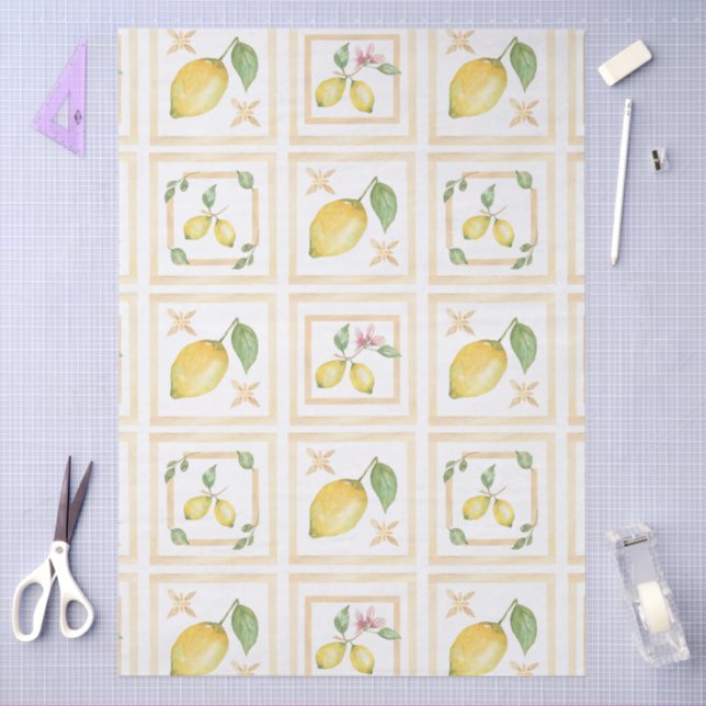 Papel De Seda Mediterrenean Citrus Lemon pattern (Arte )