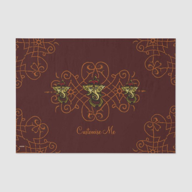 Papel De Seda Mehndi Ganesha (vermelho) (Frente )