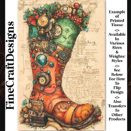 Papel De Seda Meia de Natal com Estilo Steampunk BL5 Decoupage