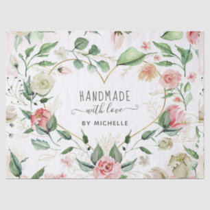 Papel De Seda meia-noite florada à mão com amor coração flor