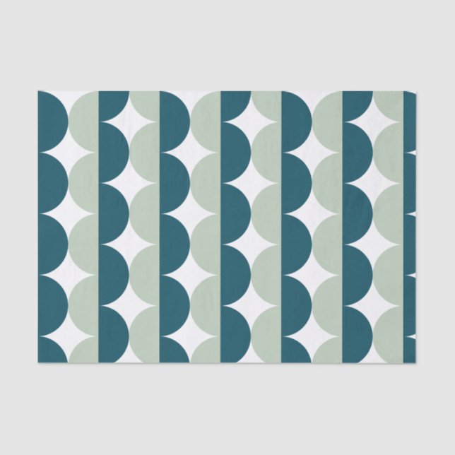 Papel De Seda Meio século Azul-claro-Teal Onda Moderna (Frente )