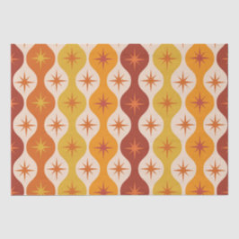 Papel De Seda Meio século Laranja Starbursts em Ogee Pattern