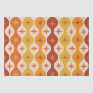 Papel De Seda Meio século Laranja Starbursts em Ogee Pattern