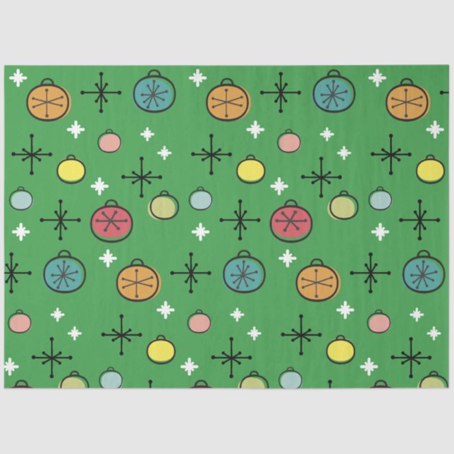 Papel De Seda Meio século Moderno da Arte de Natal Verde (Frente )