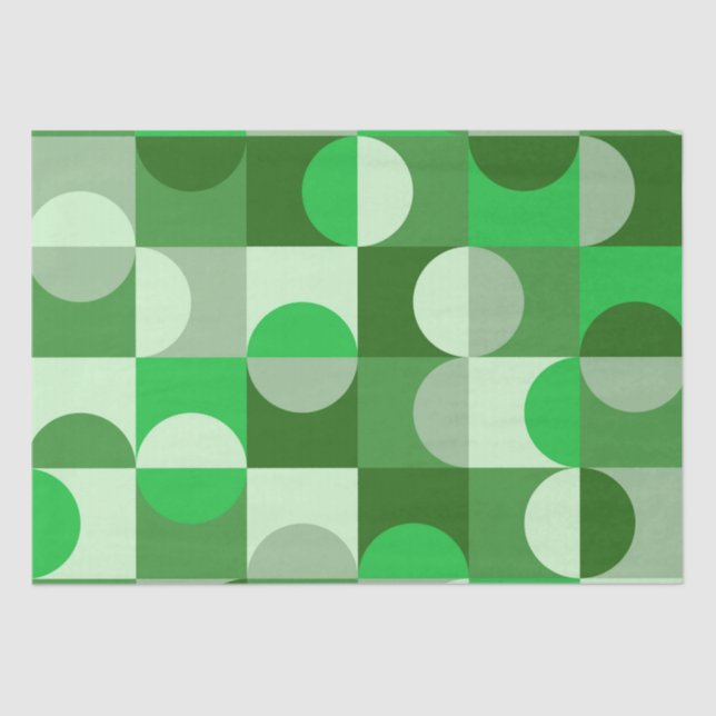 Papel De Seda Meio século Moderno Meio Círculos Cinzas Verdes (Frente )