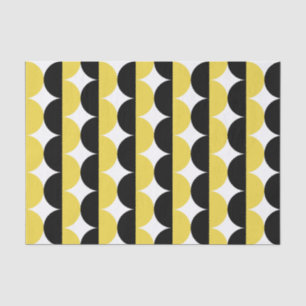 Papel De Seda Meio século preto e amarelo ondulado moderno