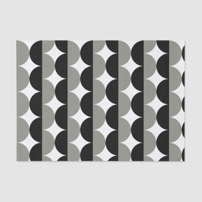 Papel De Seda Meio século preto e Cinza moderno ondulado (Frente )