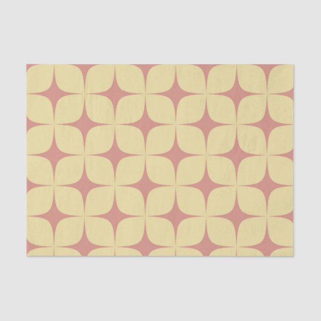 Papel De Seda Meio século Vermelho Amarelo Moderno Boho Geométri (Frente )