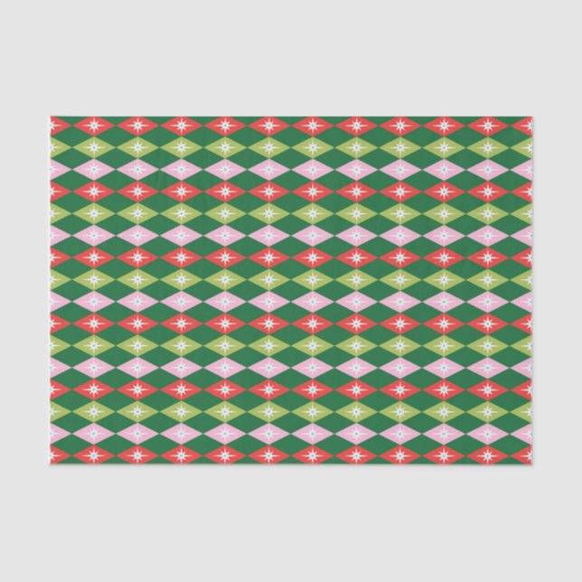 Papel De Seda Meio século Vermelho, Rosa e Natal Verde (Frente )