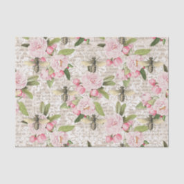 Papel De Seda Mel Rosa Floral
