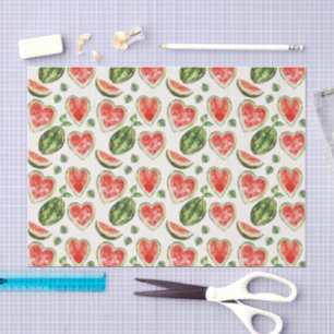 Papel De Seda Melancias de Aniversário Coração Vermelho Verde