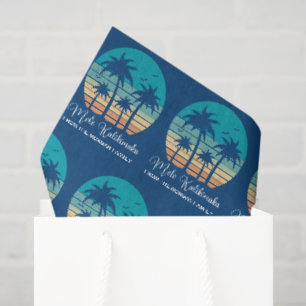 Papel De Seda Mele Kalikimaka Pôr do Sol Tropical Natal Personal