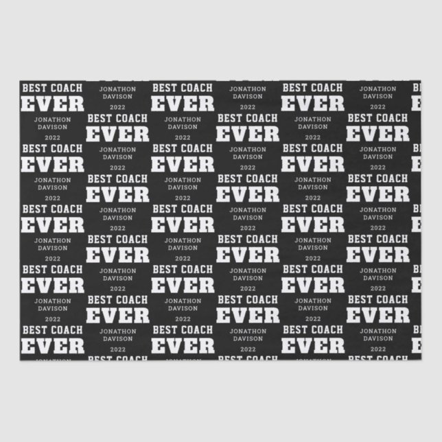 Papel De Seda Melhor treinador de todos os anos ano preto branco (Frente )