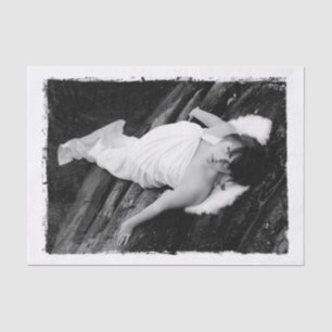 Papel De Seda Menina Anjo Preto E Branco Arte Vintage Bonita