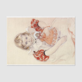 Papel De Seda Menina bonita com boneca (Arte infantil)