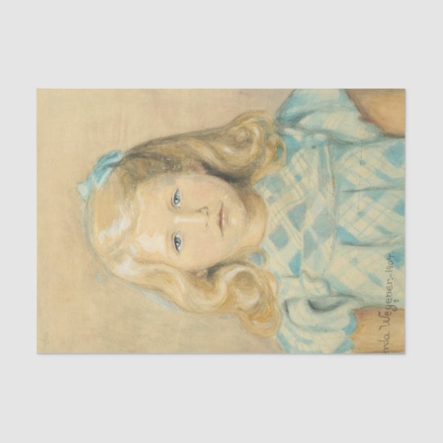 Papel De Seda Menina Bonita Com Cabelo Louro (Frente )