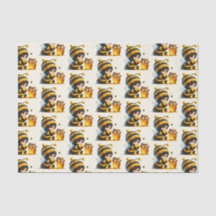 Papel De Seda Menina Bonita com Figurino de Abelhas com Mel