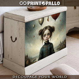 Papel De Seda Menina bonita num mundo triste com balão de ar