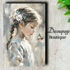 Papel De Seda Menina Borboleta Margarida Decoupage