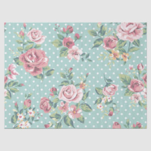 Papel De Seda menina branca do vintage do rosa das bolinhas da