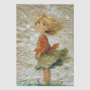 Papel De Seda Menina Caprichosa em uma Cena Ventosa