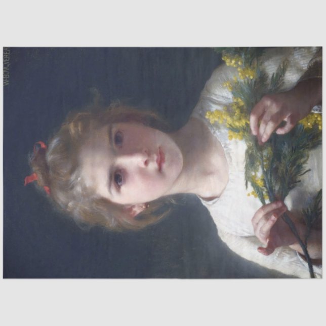 Papel De Seda Menina com Mimosa, Bouguereau (Frente )
