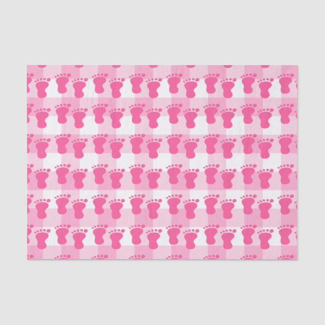 Papel De Seda Menina do chá de fraldas, é uma menina, pegadas (Frente )