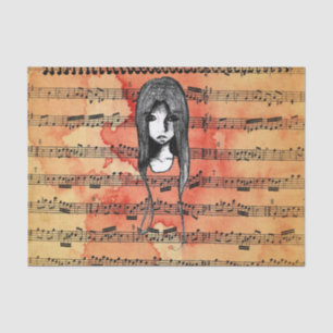 Papel De Seda Menina do Grunge do esboço do bloco de desenho