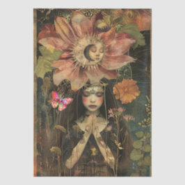 Papel De Seda Menina do Jardim de Fantasia Rústica Escura e Mal-